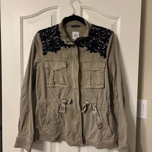 GAP Women's Utility Jacket with Navy Lace Accents